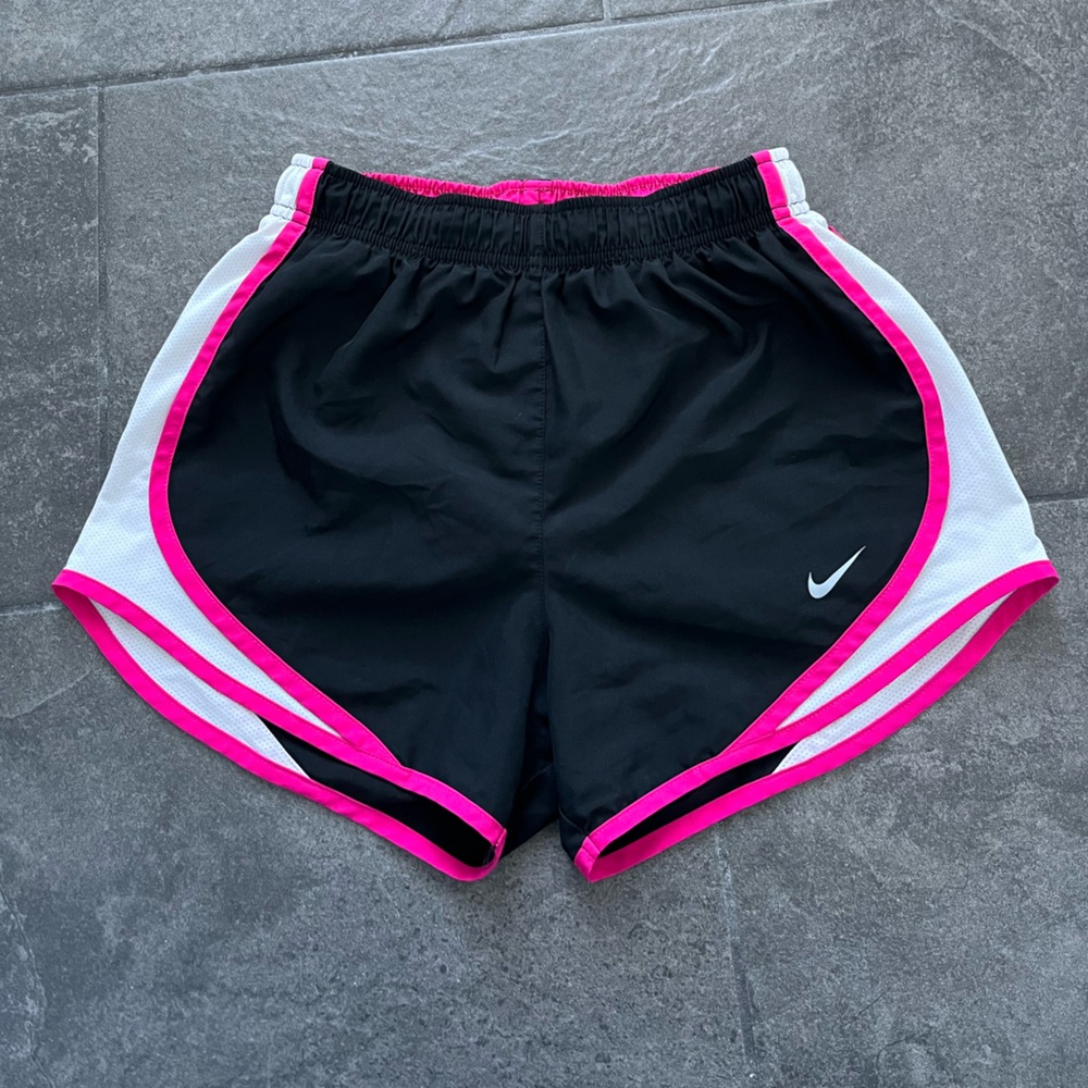 Black Nike Athletic Shorts with Pink Details